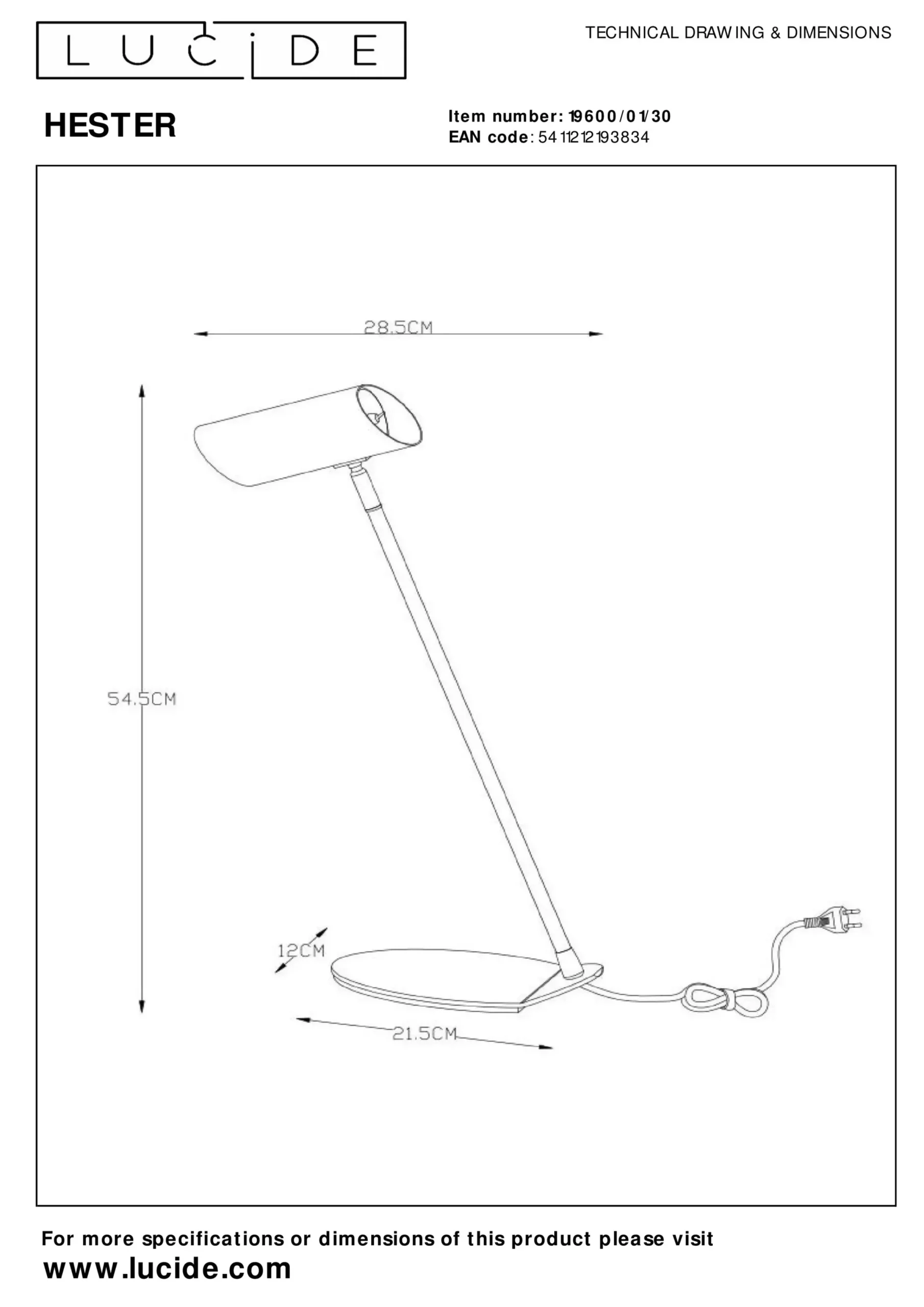HESTER - Bureaulamp - 1xGU10 - Antraciet*Lucide Store