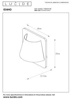IDAHO - Wandlamp - 1xE14 - Grijs*Lucide Store