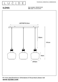ILONA - Hanglamp - 3xE27 - Amber*Lucide Discount