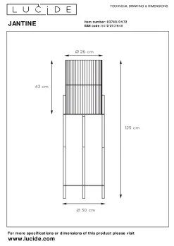 JANTINE - Vloerlamp - Ø 30 cm - 1xE27 - Naturel*Lucide Online