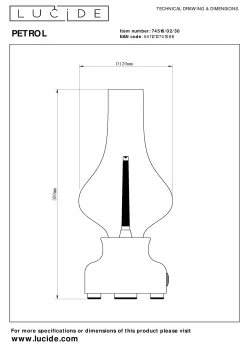 JASON - Oplaadbare Tafellamp - Accu/Batterij - LED 3 StepDim - 1x2W 3000K - Zwart*Lucide Store