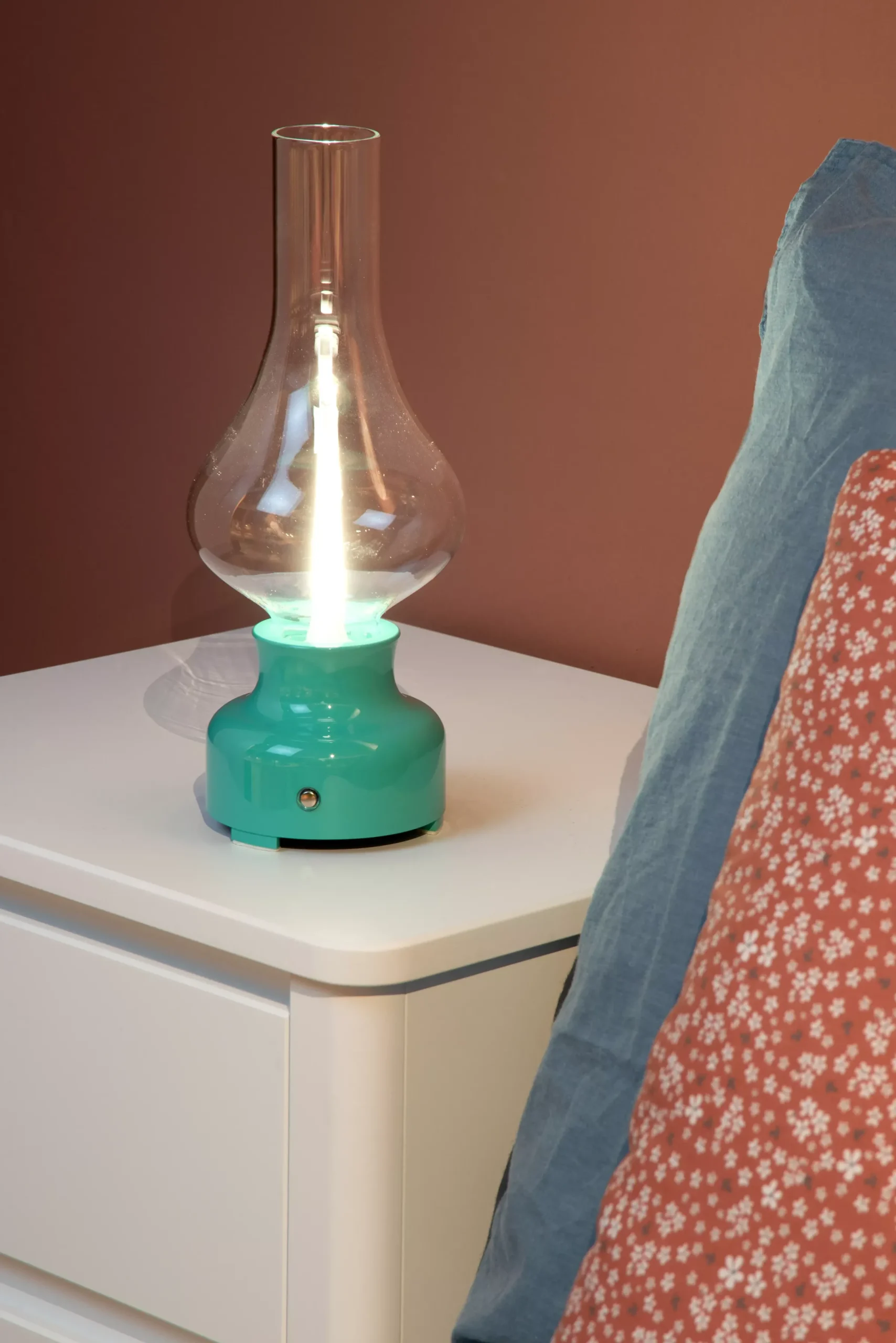 JASON - Oplaadbare Tafellamp - Accu/Batterij - Ø 12 cm - LED 3 StepDim - 1x2W 3000K - Turkoois*Lucide Fashion