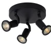 JASTER-LED - Plafondspot - Ø 20 cm - LED - GU10 - 3x5W 2700K - Zwart*Lucide Discount