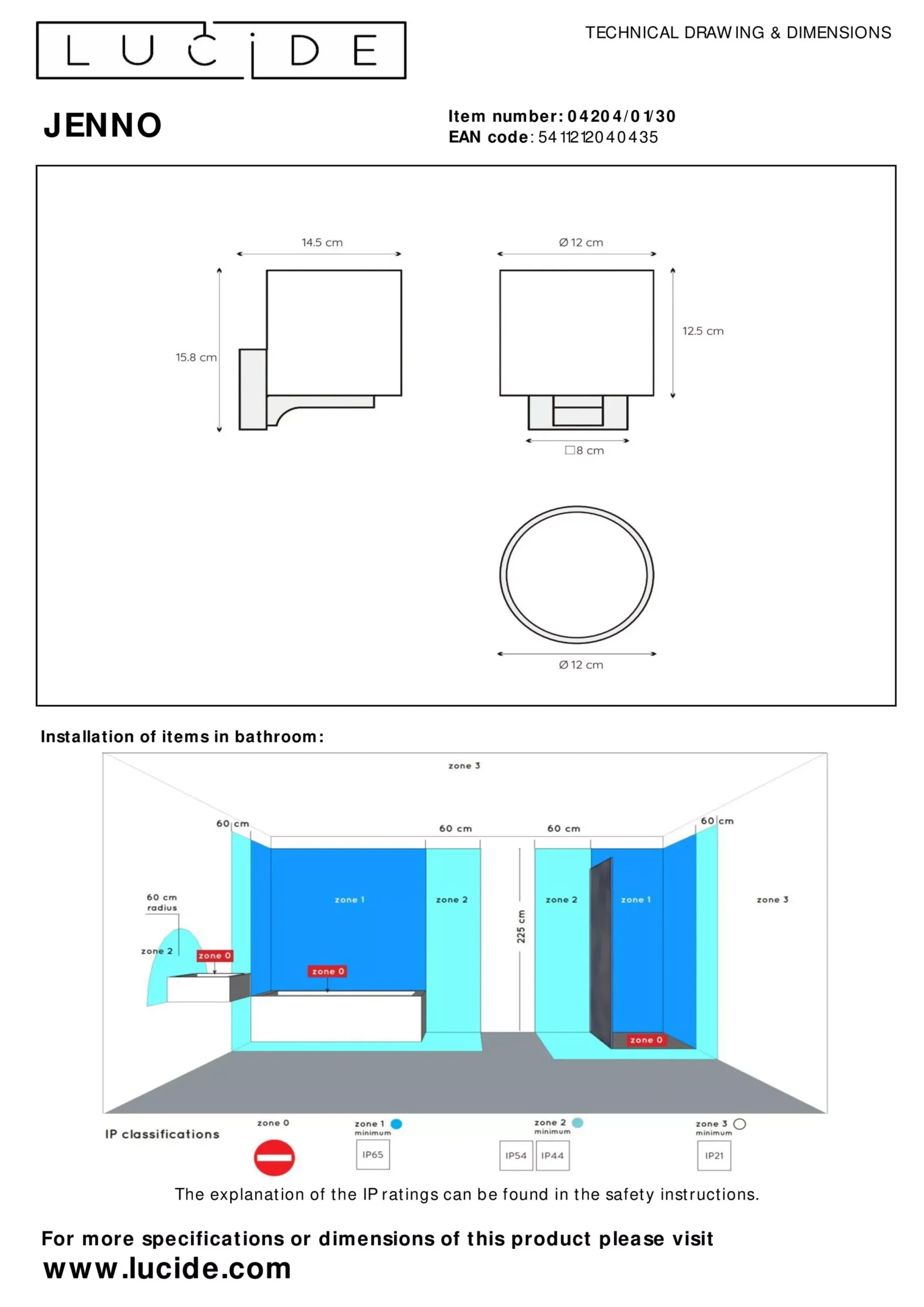 JENNO - Wandlamp Badkamer - 1xG9 - IP44 - Zwart*Lucide Clearance