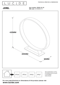 JEREL - Sokkellamp - Ø 40 cm - LED - 1x5W 3000K - IP54 - Zwart*Lucide Sale