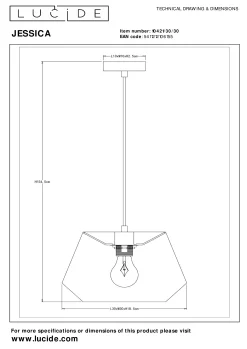 JESSICA - Hanglamp - Ø 30 cm - 1xE27 - Zwart*Lucide Cheap