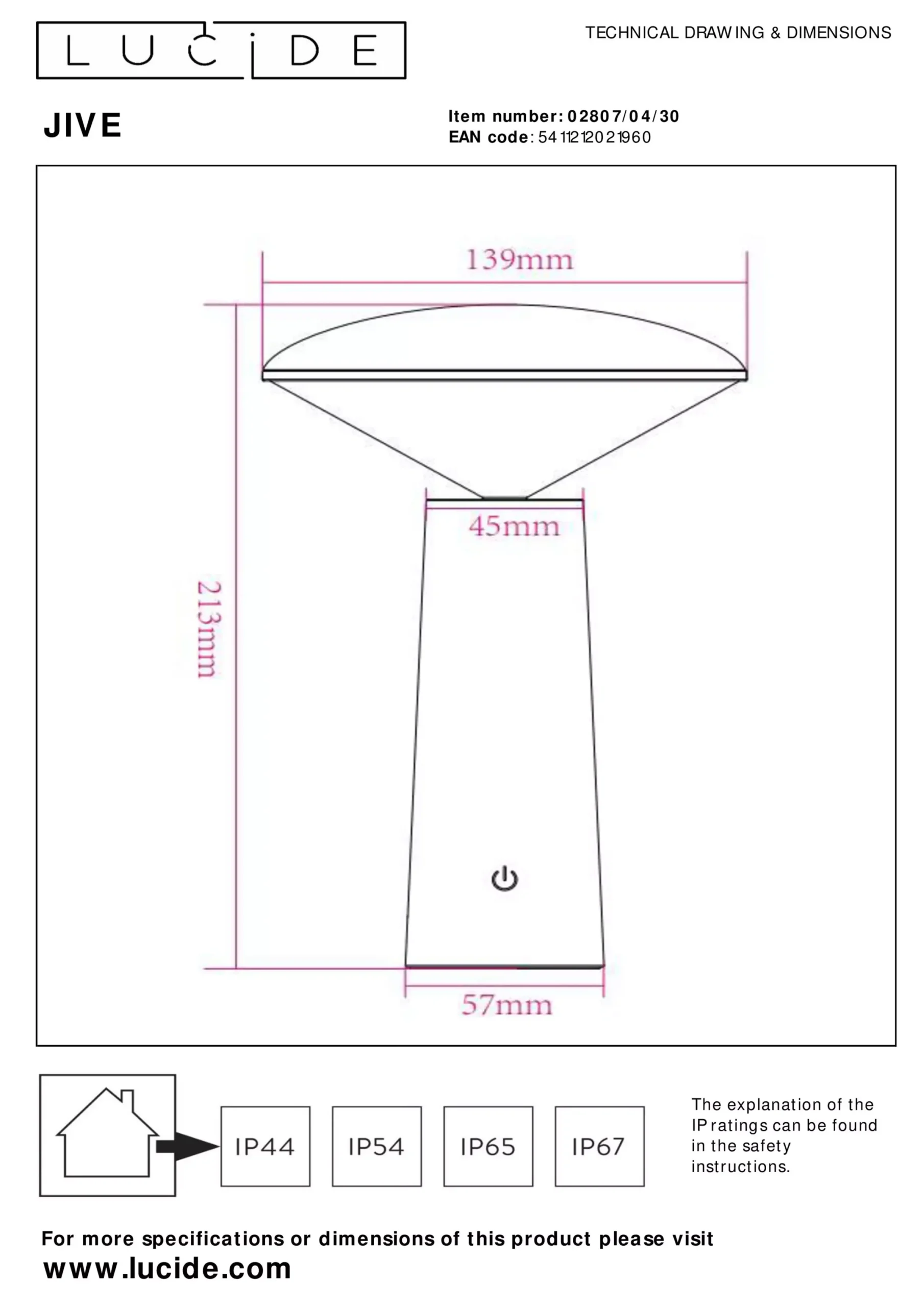 JIVE - Oplaadbare Tafellamp Binnen/Buiten - Accu/Batterij - Ø 13,7 cm - LED Dimb. - 1x3W 2800K/6500K - IP44 - Zwart*Lucide Sale