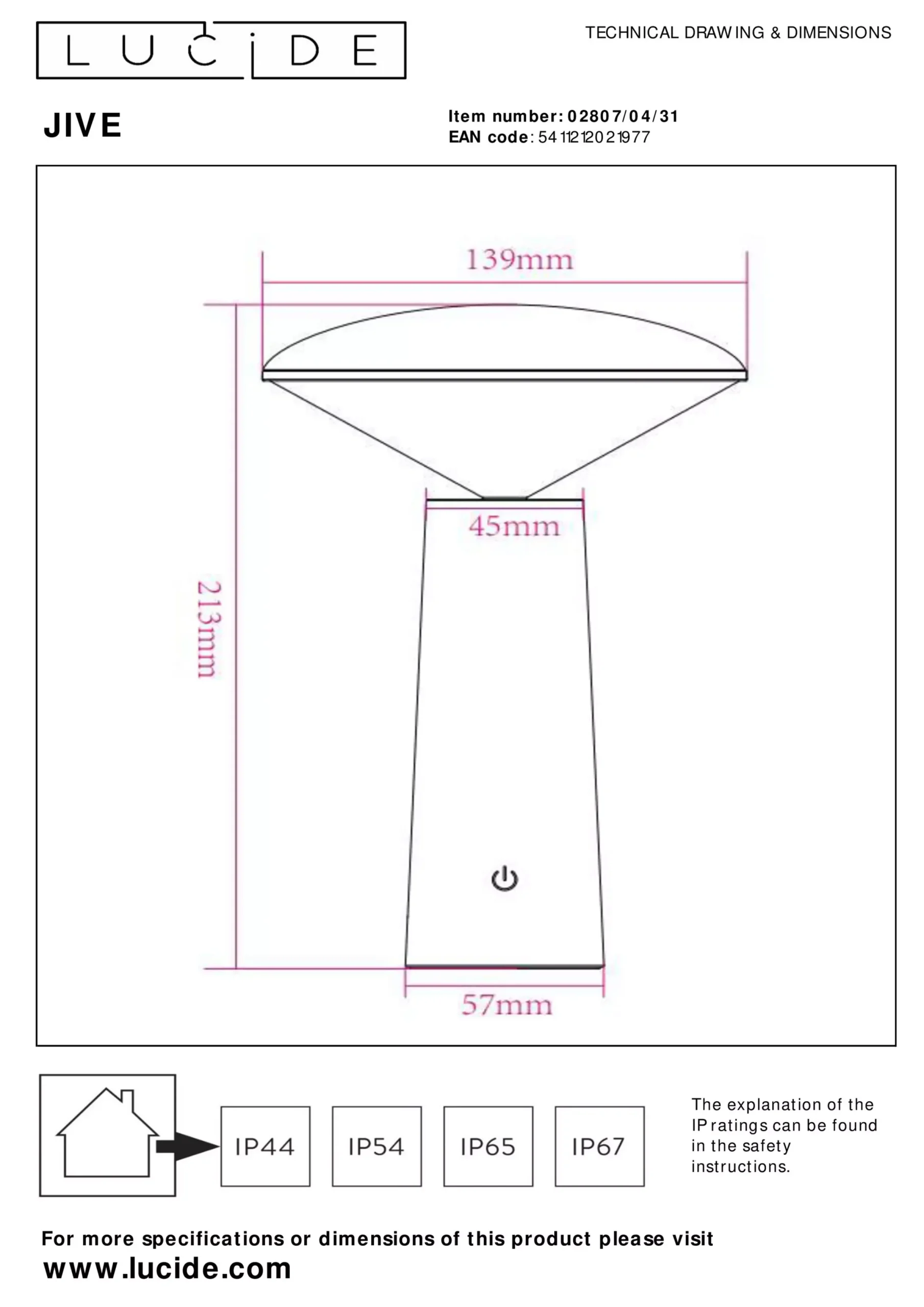 JIVE - Oplaadbare Tafellamp Binnen/Buiten - Accu/Batterij - Ø 13,7 cm - LED Dimb. - CCT - 1x3W 2800K/6500K - IP44 - Wit*Lucide Outlet