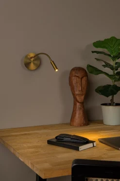 JOLIJN - Oplaadbare Bedlamp / Wandlamp - Accu/Batterij - Ø 11 cm - LED - 1x2W 3000K - Magnetisch - Mat Goud / Messing*Lucide Outlet