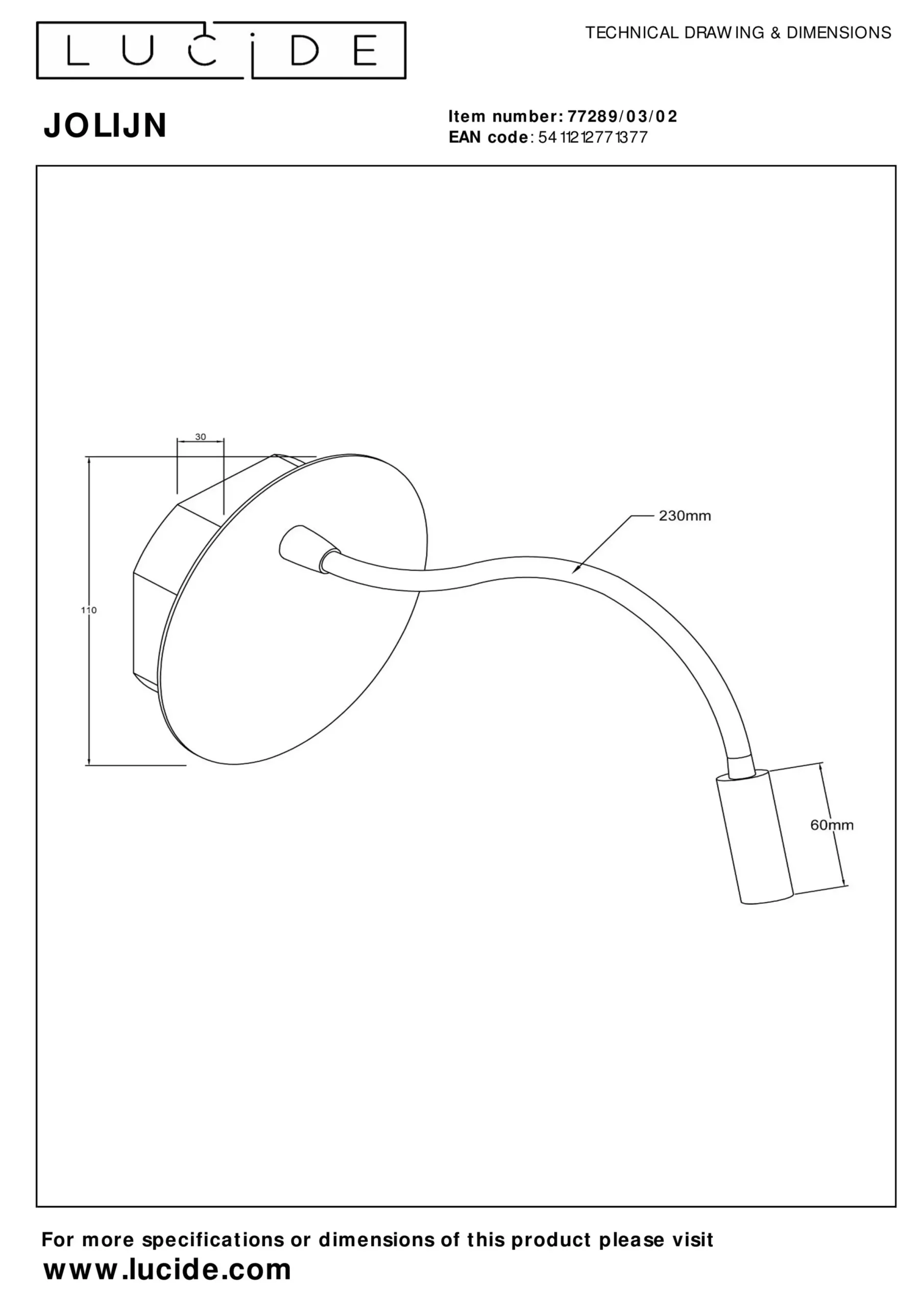 JOLIJN - Oplaadbare Bedlamp / Wandlamp - Accu/Batterij - Ø 11 cm - LED - 1x2W 3000K - Magnetisch - Mat Goud / Messing*Lucide Outlet