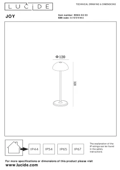 JOY - Oplaadbare Tafellamp Binnen/Buiten - Accu/Batterij - Ø 12 cm - LED Dimb. - 1x1,5W 3000K - IP54 - Groen*Lucide Sale