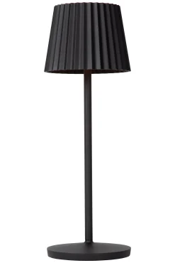 JUSTINE - Oplaadbare Tafellamp Binnen/Buiten - Accu/Batterij - LED Dimb. - 1x2W 2700K - IP54 - Met draadloos oplaadstation - Zwart*Lucide Discount