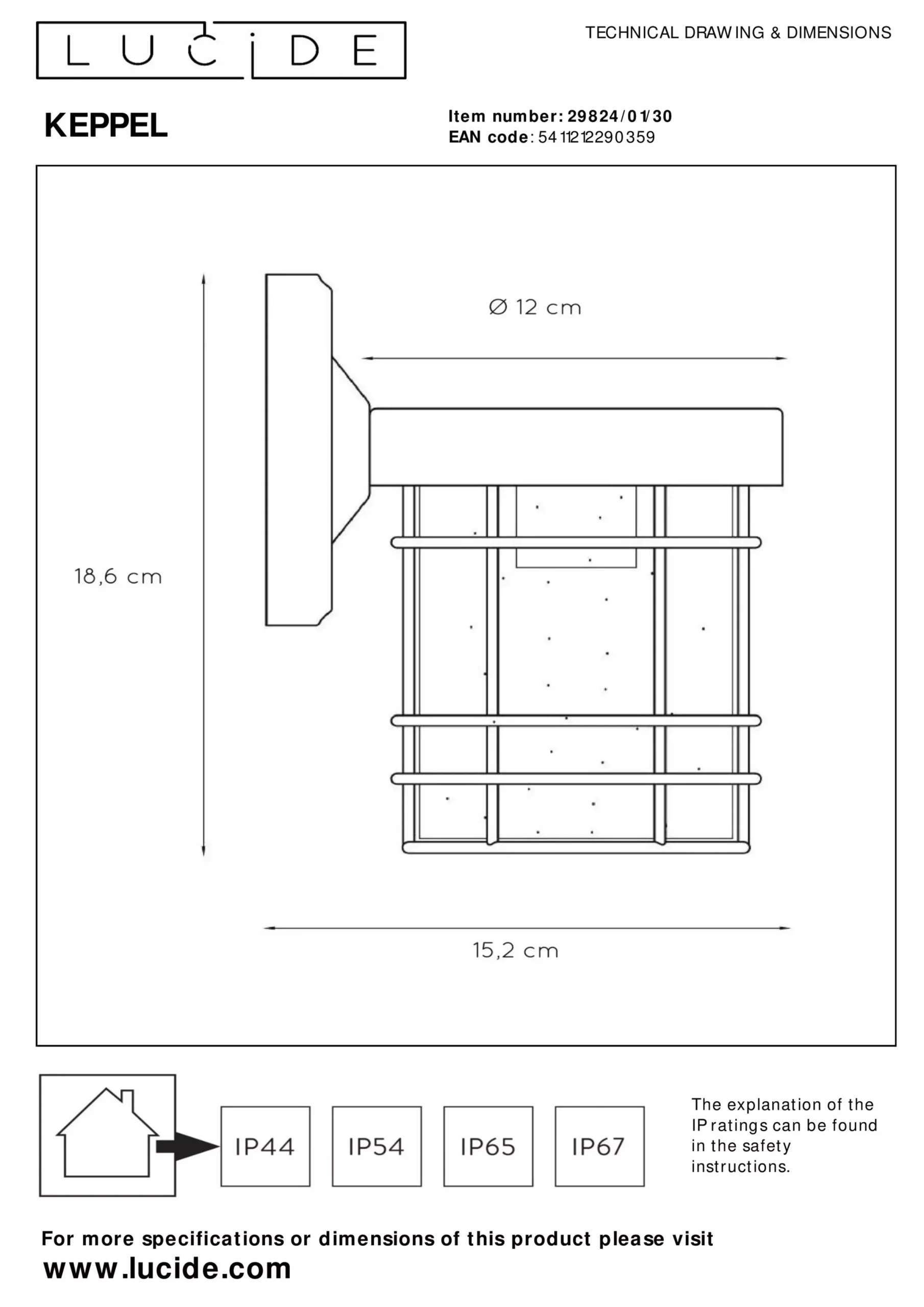 KEPPEL - Wandlamp Binnen/Buiten - 1xE27 - IP23 - Zwart*Lucide Best Sale
