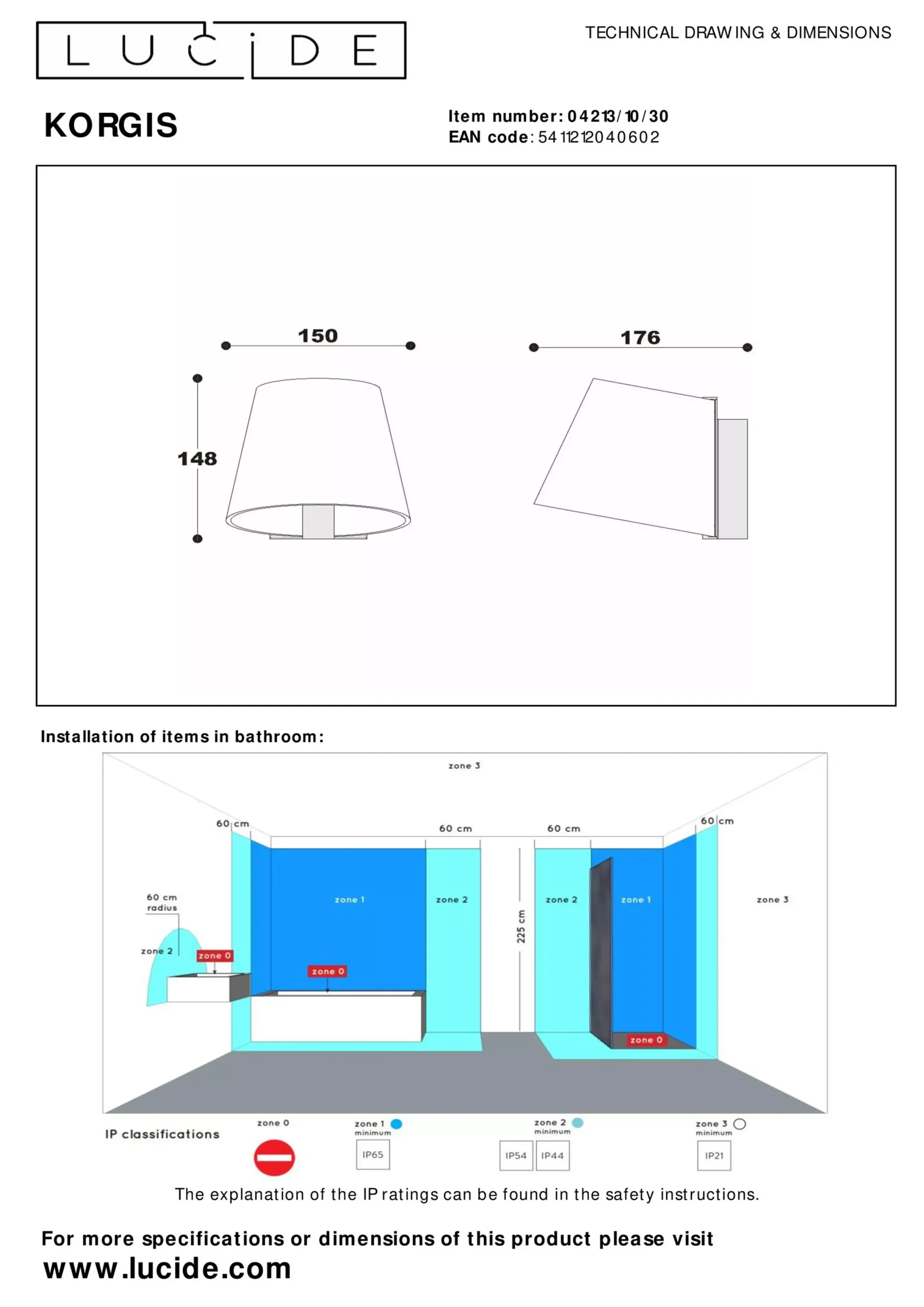 KORGIS - Wandlamp Badkamer - LED - 1x10W 3000K - IP44 - Transparant*Lucide Flash Sale