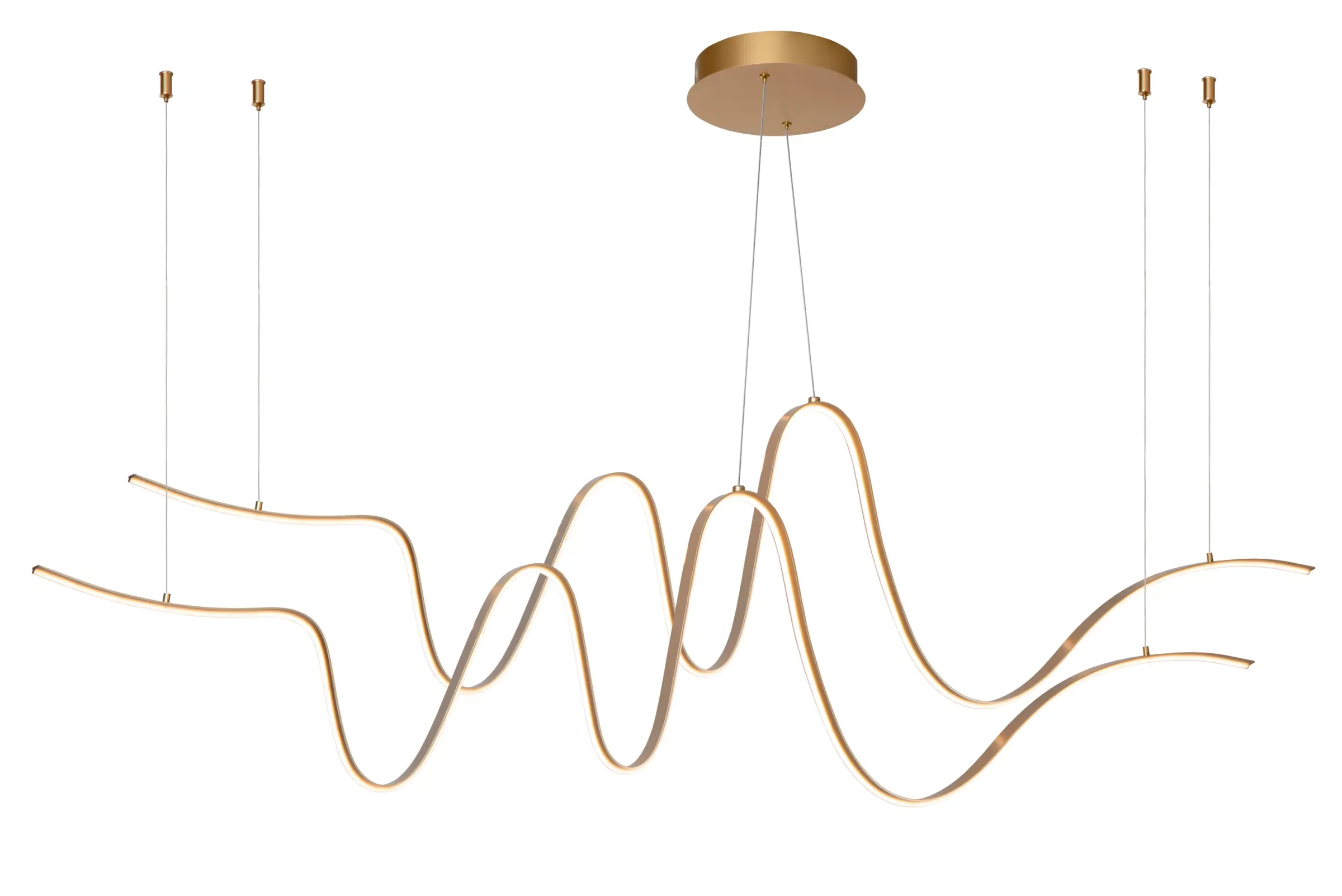 LAMBADA - Hanglamp - LED Dimb. - 2x55W 2700K/3200K - Mat Goud / Messing*Lucide Discount