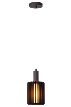 LAMBRES - Hanglamp - Ø 15 cm - 1xE27 - Zwart*Lucide Fashion