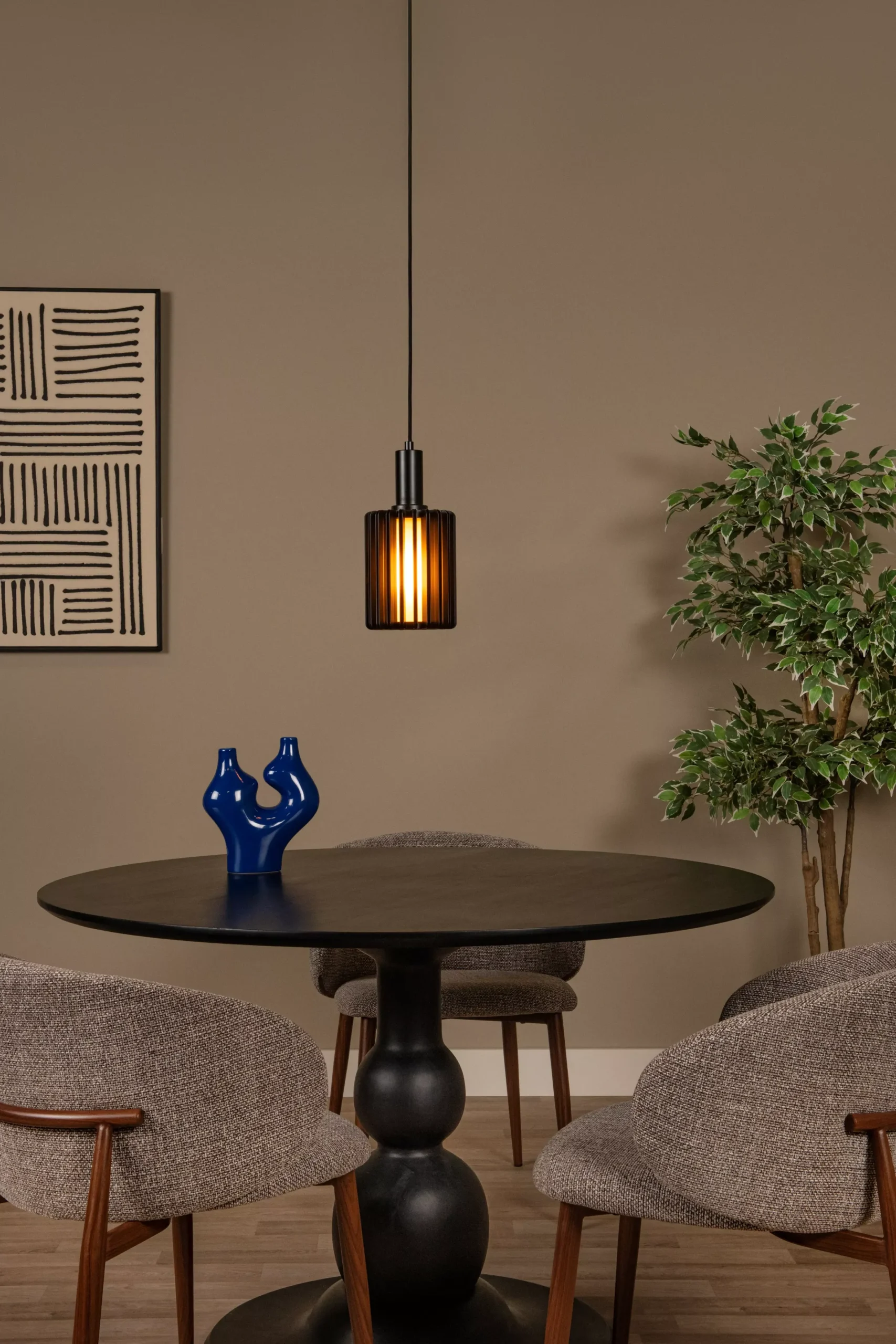 LAMBRES - Hanglamp - Ø 15 cm - 1xE27 - Zwart*Lucide Fashion