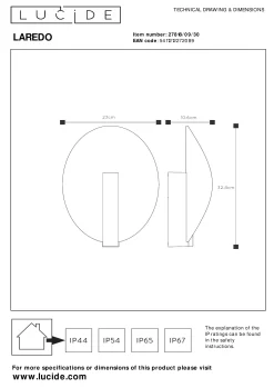 LAREDO - Wandlamp Binnen/Buiten - LED - 1x9W 2700K - IP54 - Zwart*Lucide Store