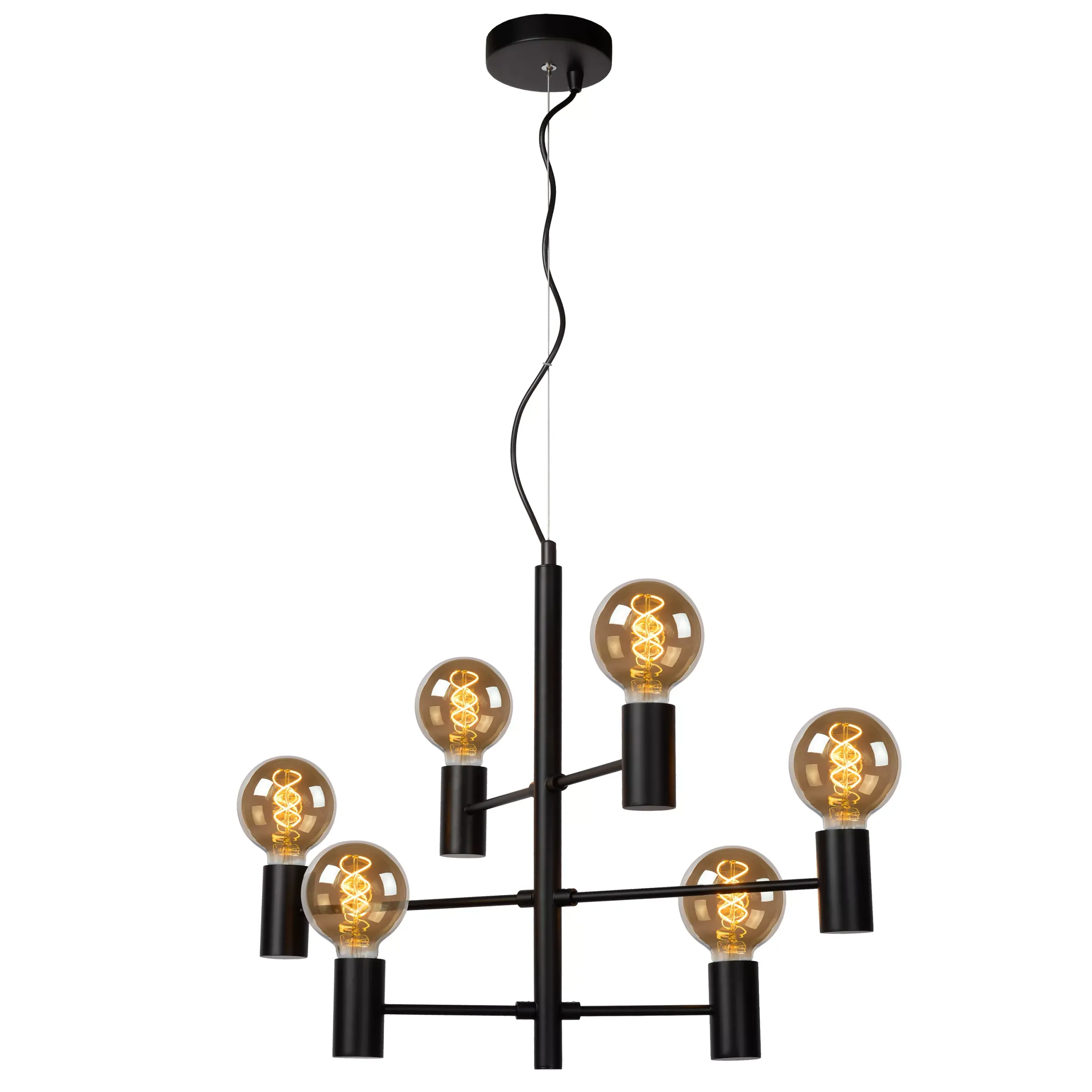 LEANNE - Hanglamp - 6xE27 - Zwart*Lucide Fashion