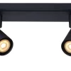 LENNERT - Plafondspot Badkamer - LED Dimb. - GU10 - 2x5W 3000K - IP44 - Zwart*Lucide Cheap