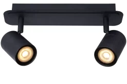 LENNERT - Plafondspot Badkamer - LED Dimb. - GU10 - 2x5W 3000K - IP44 - Zwart*Lucide Cheap