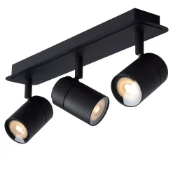 LENNERT - Plafondspot Badkamer - LED Dimb. - GU10 - 3x5W 3000K - IP44 - Zwart*Lucide Discount