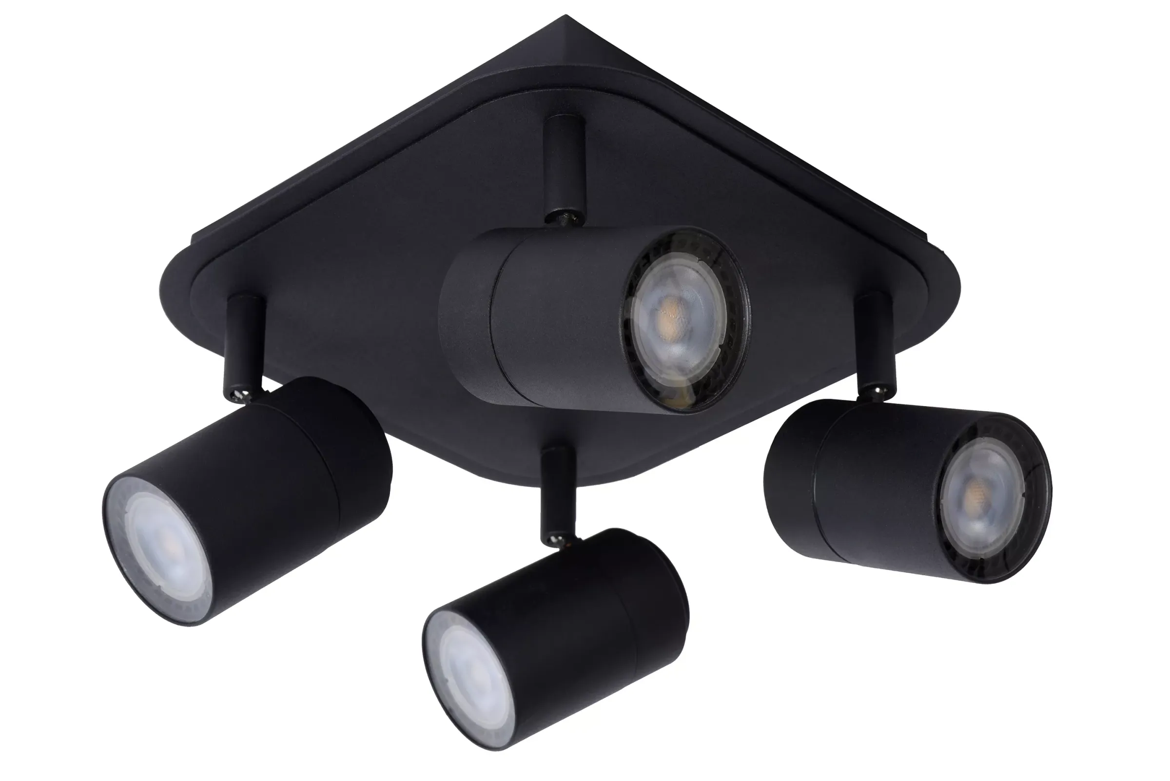 LENNERT - Plafondspot Badkamer - LED Dimb. - GU10 - 4x5W 3000K - IP44 - Zwart*Lucide Cheap