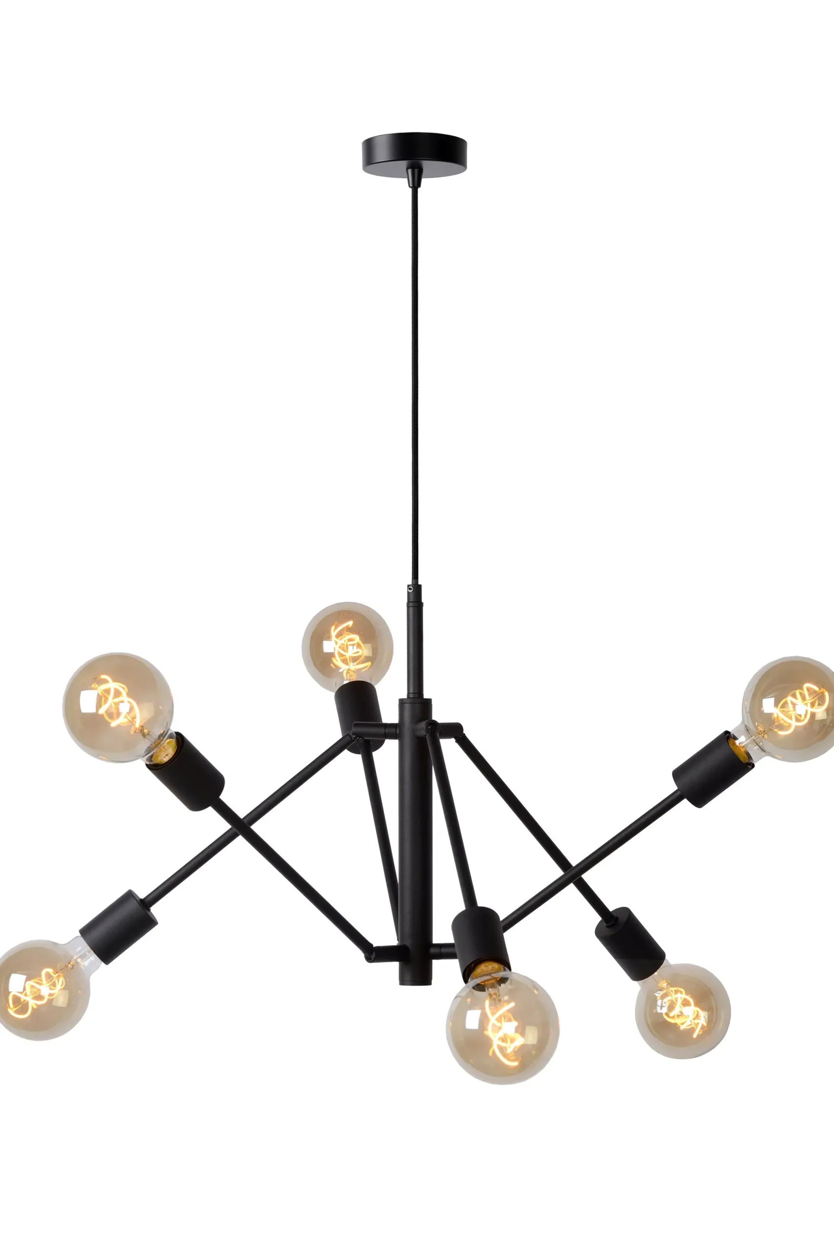LESTER - Hanglamp - 6xE27 - Zwart*Lucide Outlet