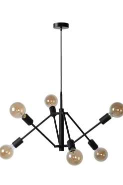 LESTER - Hanglamp - 6xE27 - Zwart*Lucide Outlet