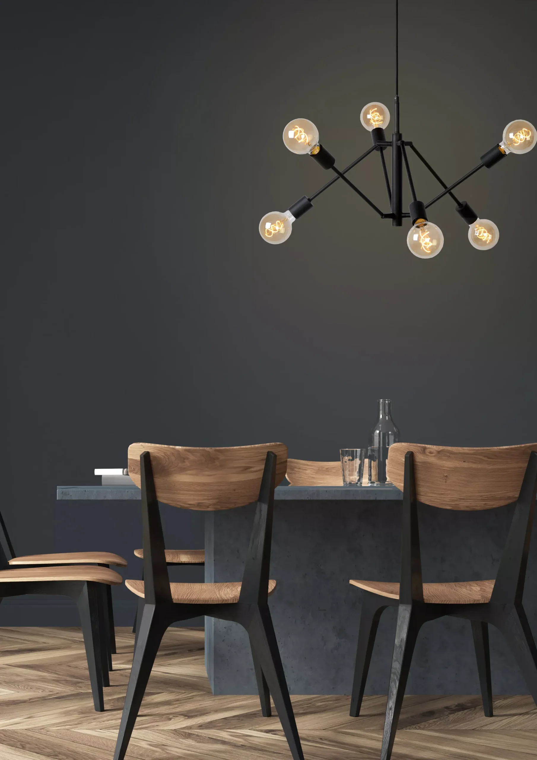 LESTER - Hanglamp - 6xE27 - Zwart*Lucide Outlet