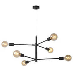 LESTER - Hanglamp - 6xE27 - Zwart*Lucide Outlet