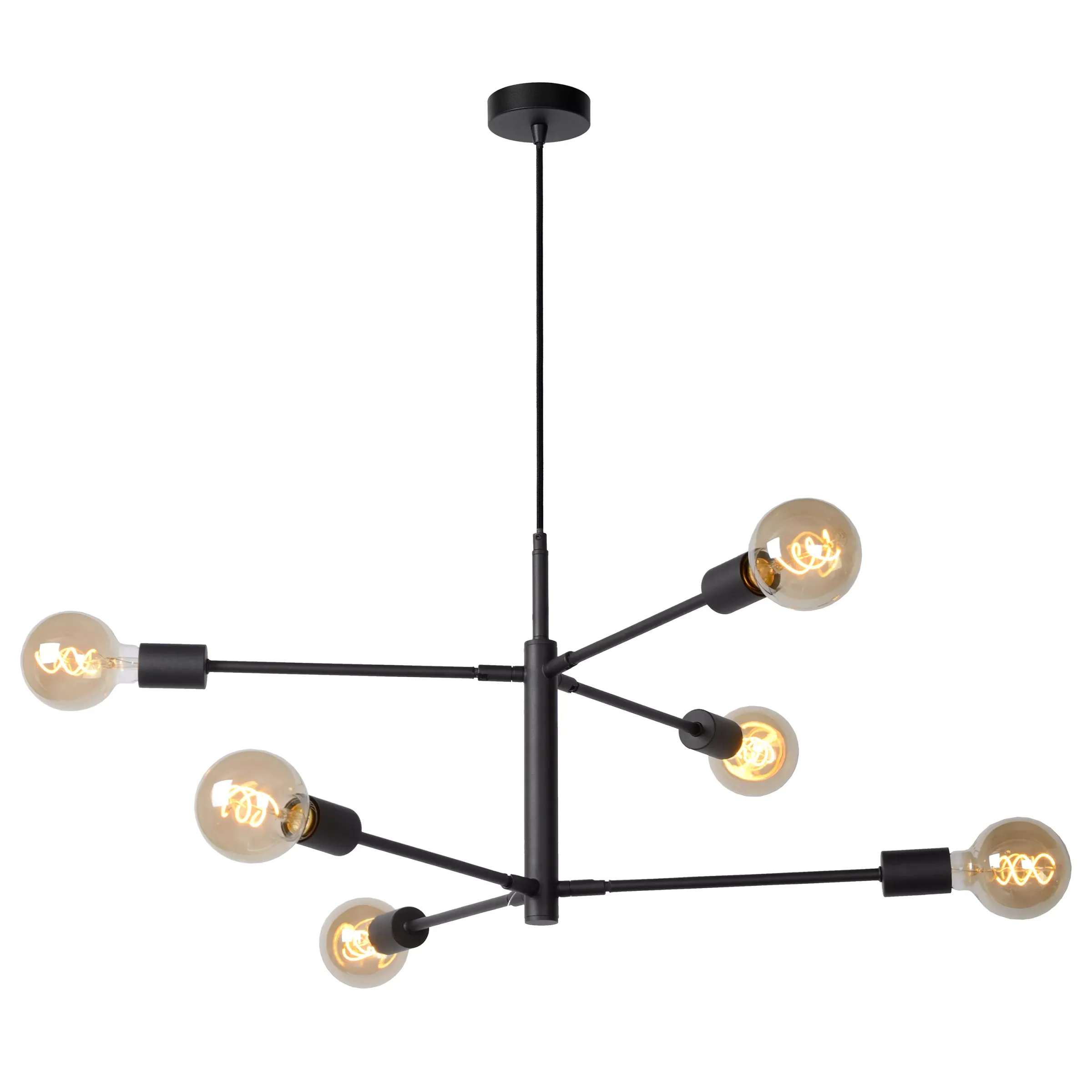 LESTER - Hanglamp - 6xE27 - Zwart*Lucide Outlet