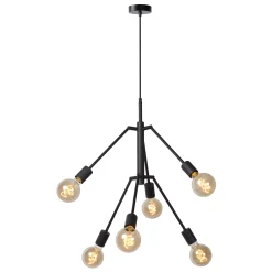 LESTER - Hanglamp - 6xE27 - Zwart*Lucide Outlet