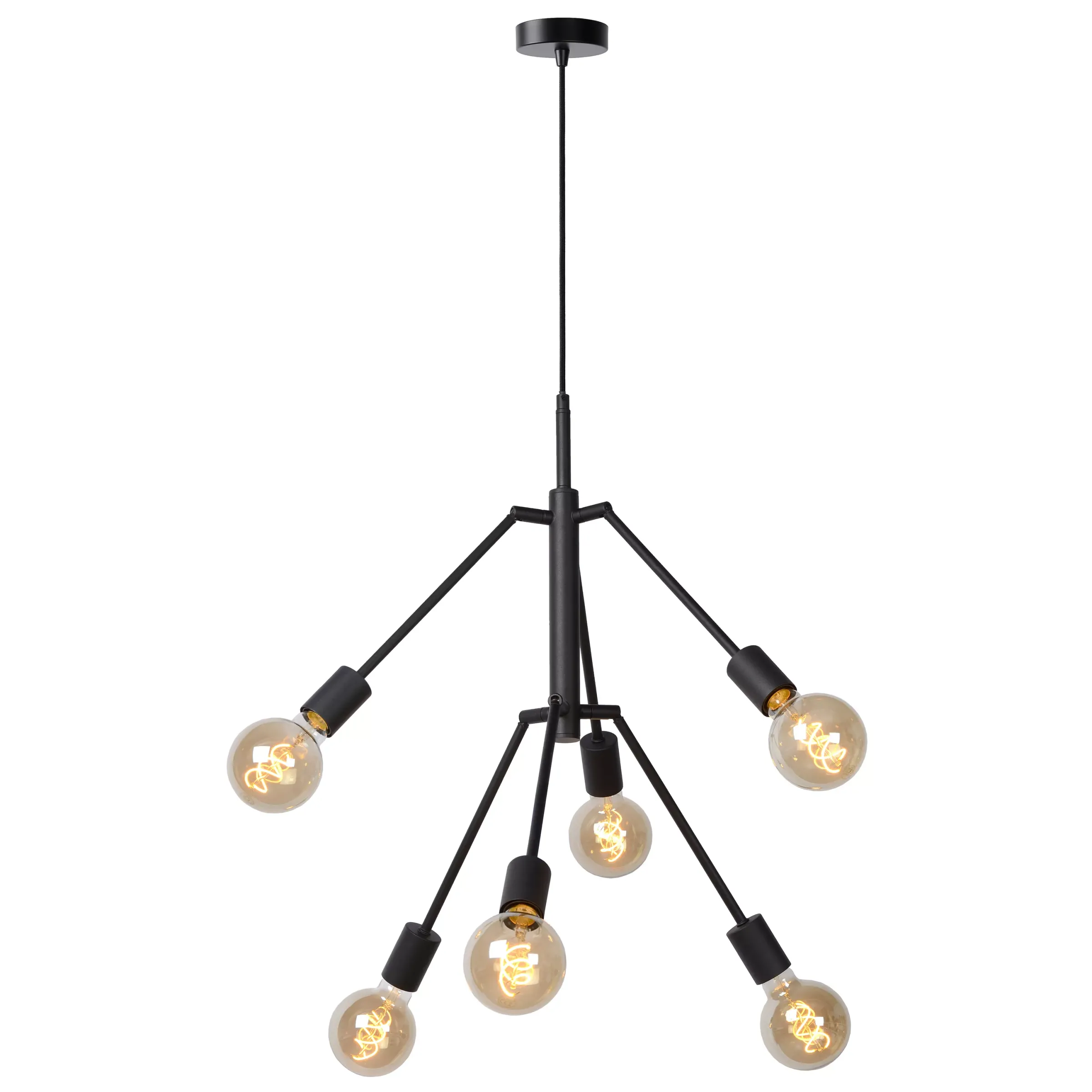LESTER - Hanglamp - 6xE27 - Zwart*Lucide Outlet