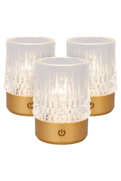 LILY - Oplaadbare Tafellamp - Accu/Batterij - Ø 8 cm - LED Dim to warm - 1x3W 2700K/3000K - Mat Goud / Messing - Set van 3*Lucide Best