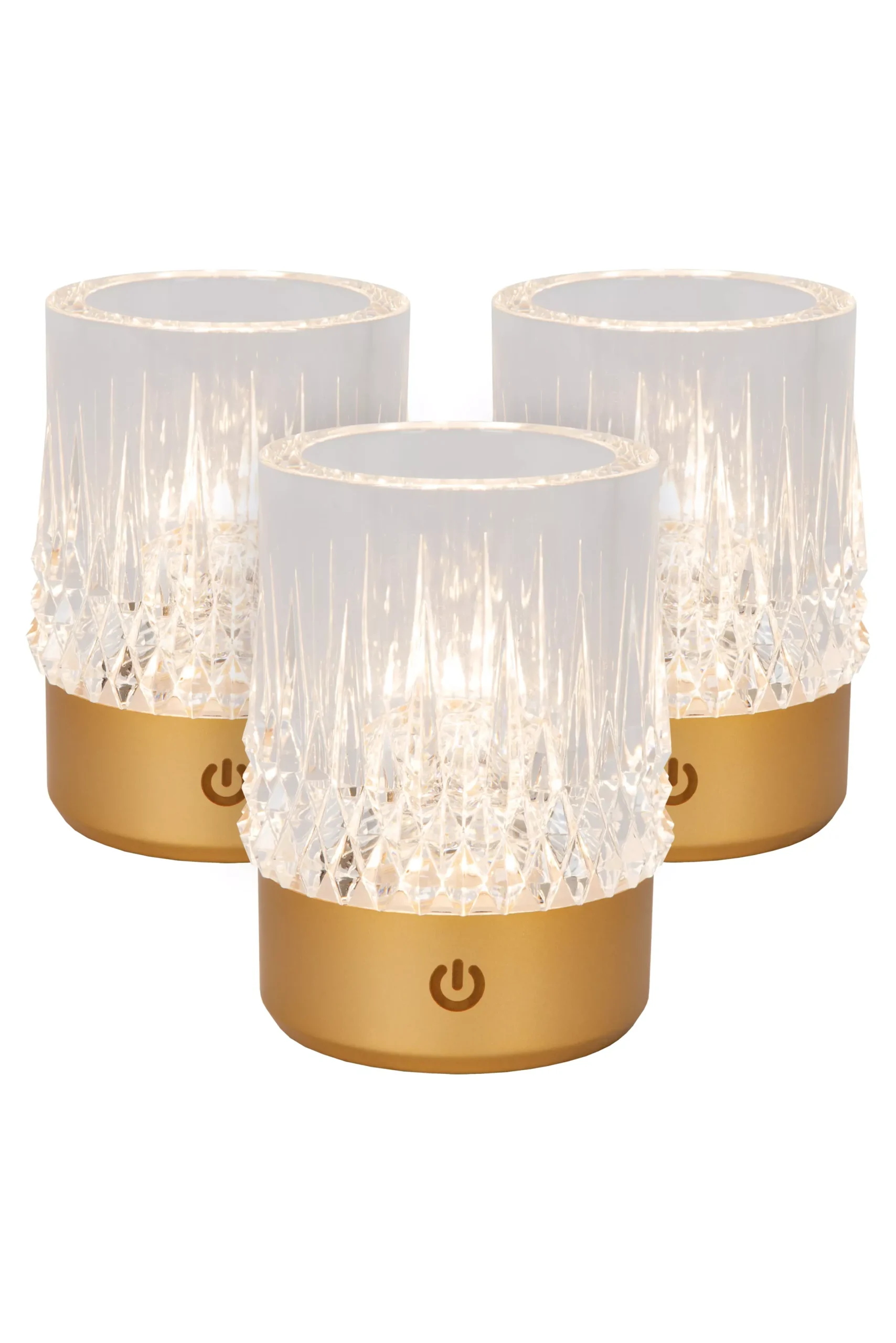 LILY - Oplaadbare Tafellamp - Accu/Batterij - Ø 8 cm - LED Dim to warm - 1x3W 2700K/3000K - Mat Goud / Messing - Set van 3*Lucide Best