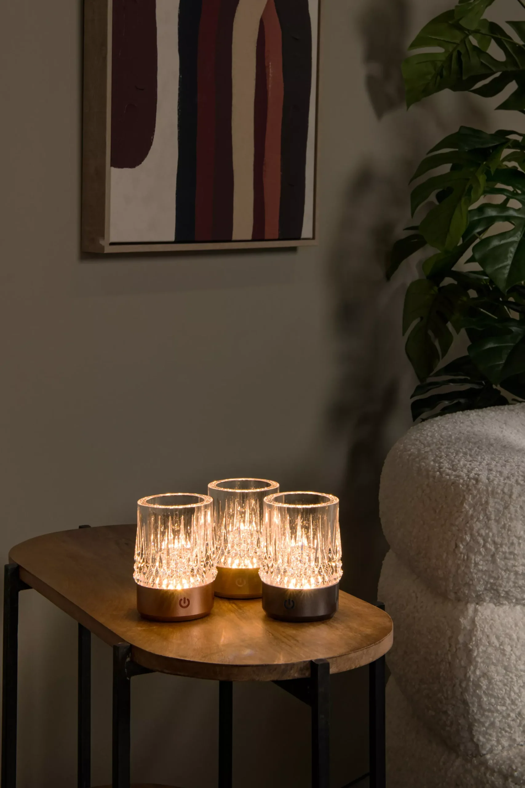 LILY - Oplaadbare Tafellamp - Accu/Batterij - Ø 8 cm - LED Dim to warm - 1x3W 2700K/3000K - Mat Goud / Messing - Set van 3*Lucide Best
