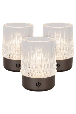 LILY - Oplaadbare Tafellamp - Accu/Batterij - Ø 8 cm - LED Dim to warm - 1x3W 2700K/3000K - Zwart chroom - Set van 3*Lucide Hot