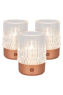 LILY - Oplaadbare Tafellamp - Accu/Batterij - Ø 8 cm - LED Dim to warm - 1x3W 2700K/3000K - Koper - Set van 3*Lucide Discount