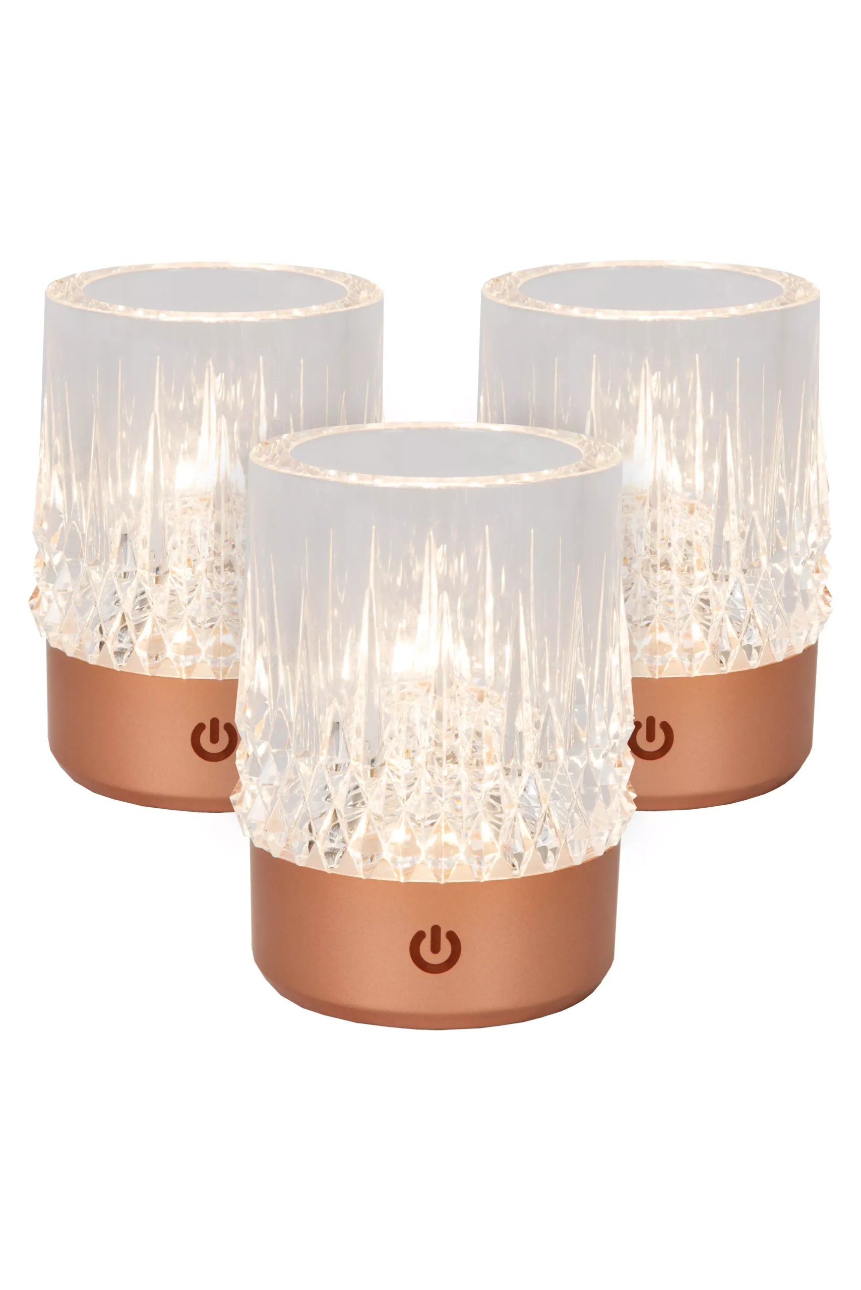 LILY - Oplaadbare Tafellamp - Accu/Batterij - Ø 8 cm - LED Dim to warm - 1x3W 2700K/3000K - Koper - Set van 3*Lucide Discount