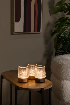 LILY - Oplaadbare Tafellamp - Accu/Batterij - Ø 8 cm - LED Dim to warm - 1x3W 2700K/3000K - Koper - Set van 3*Lucide Discount