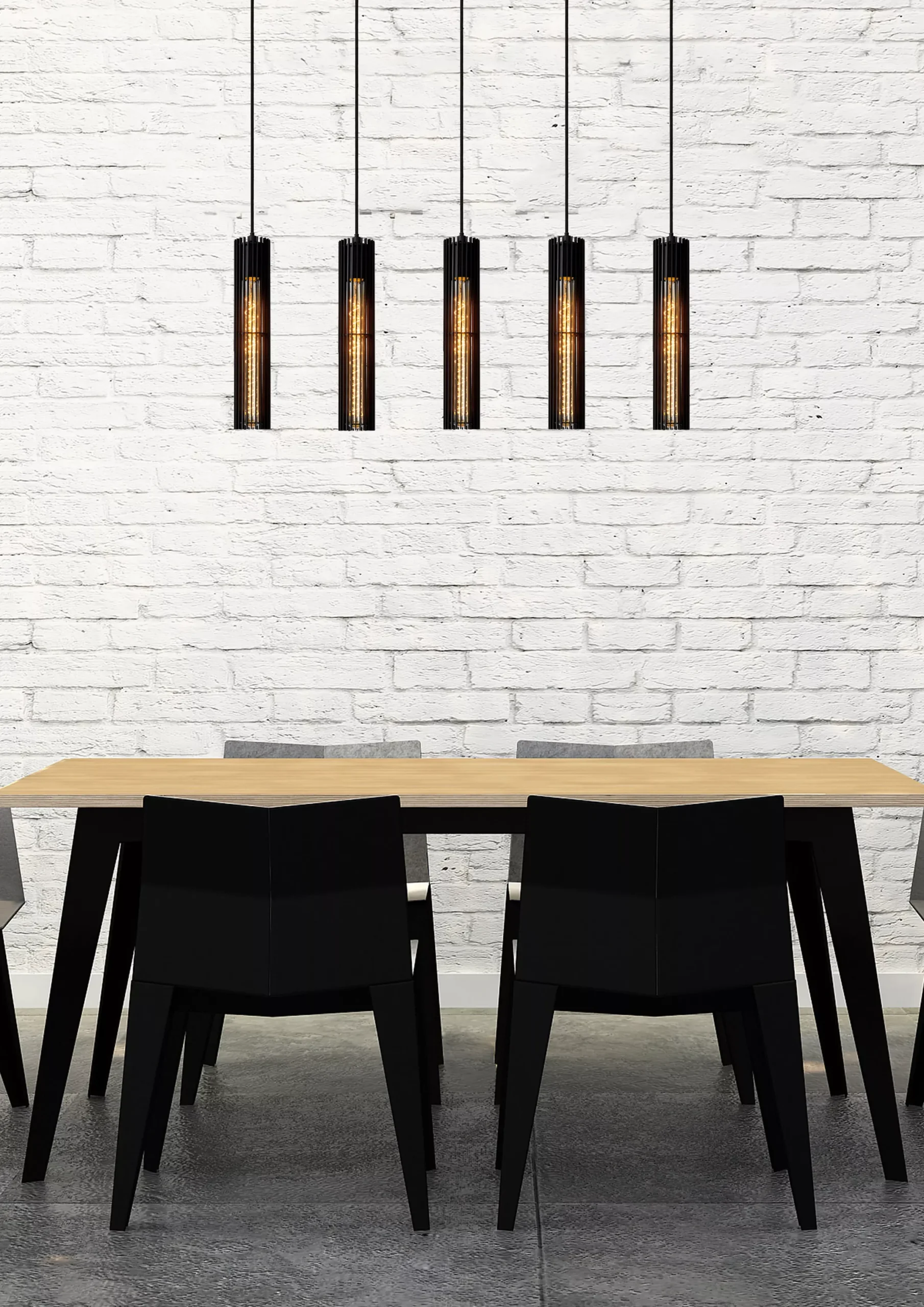 LIONEL - Hanglamp - 5xE27 - Zwart*Lucide Store