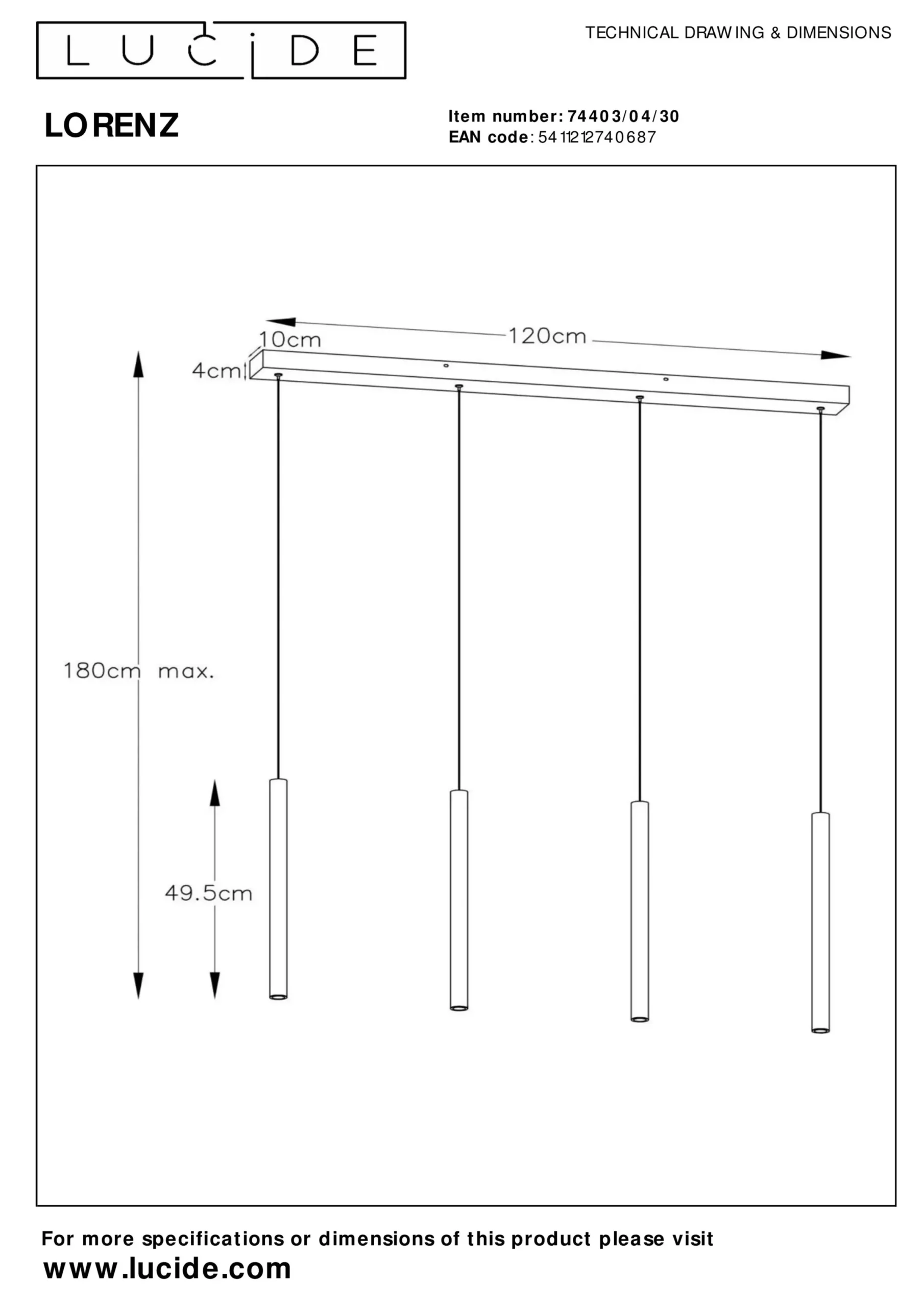 LORENZ - Hanglamp - LED Dimb. - 4x4W 3000K - Zwart*Lucide Hot