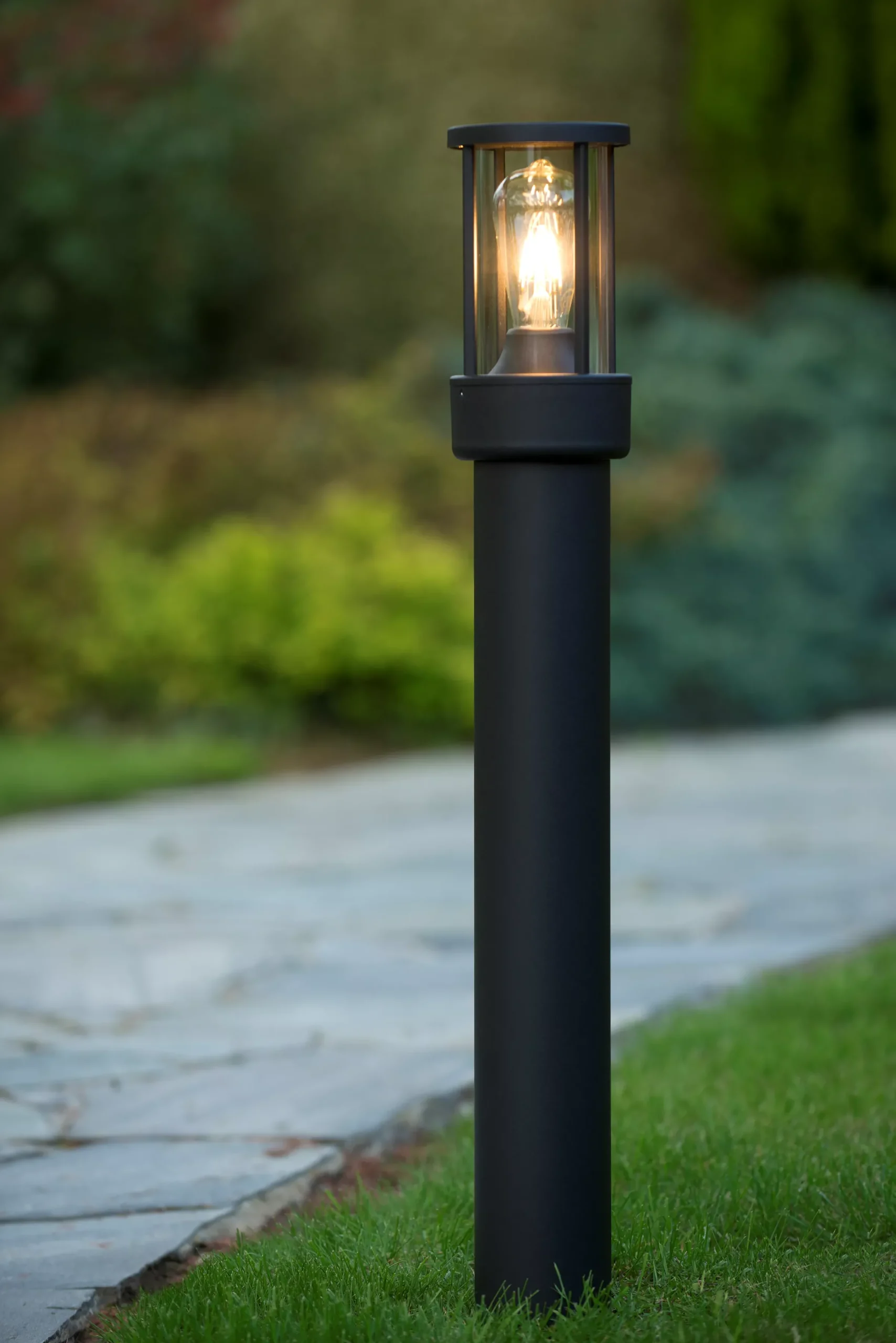 LORI - Sokkellamp - 1xE27 - IP44 - Dag/nacht sensor - Antraciet*Lucide New