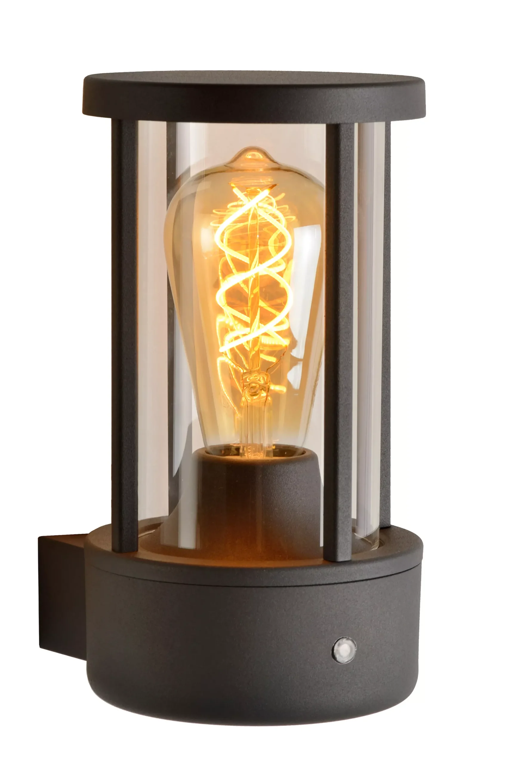 LORI - Wandlamp Binnen/Buiten - Ø 12 cm - 1xE27 - IP44 - Dag/nacht sensor - Antraciet*Lucide Store