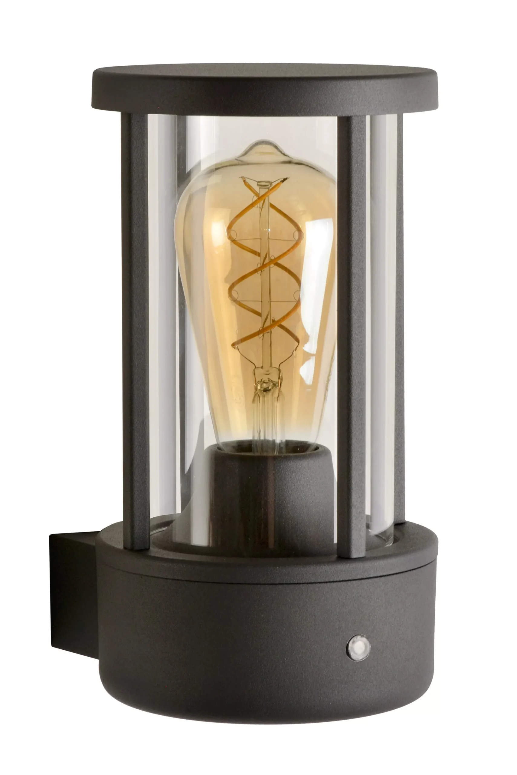 LORI - Wandlamp Binnen/Buiten - Ø 12 cm - 1xE27 - IP44 - Dag/nacht sensor - Antraciet*Lucide Store