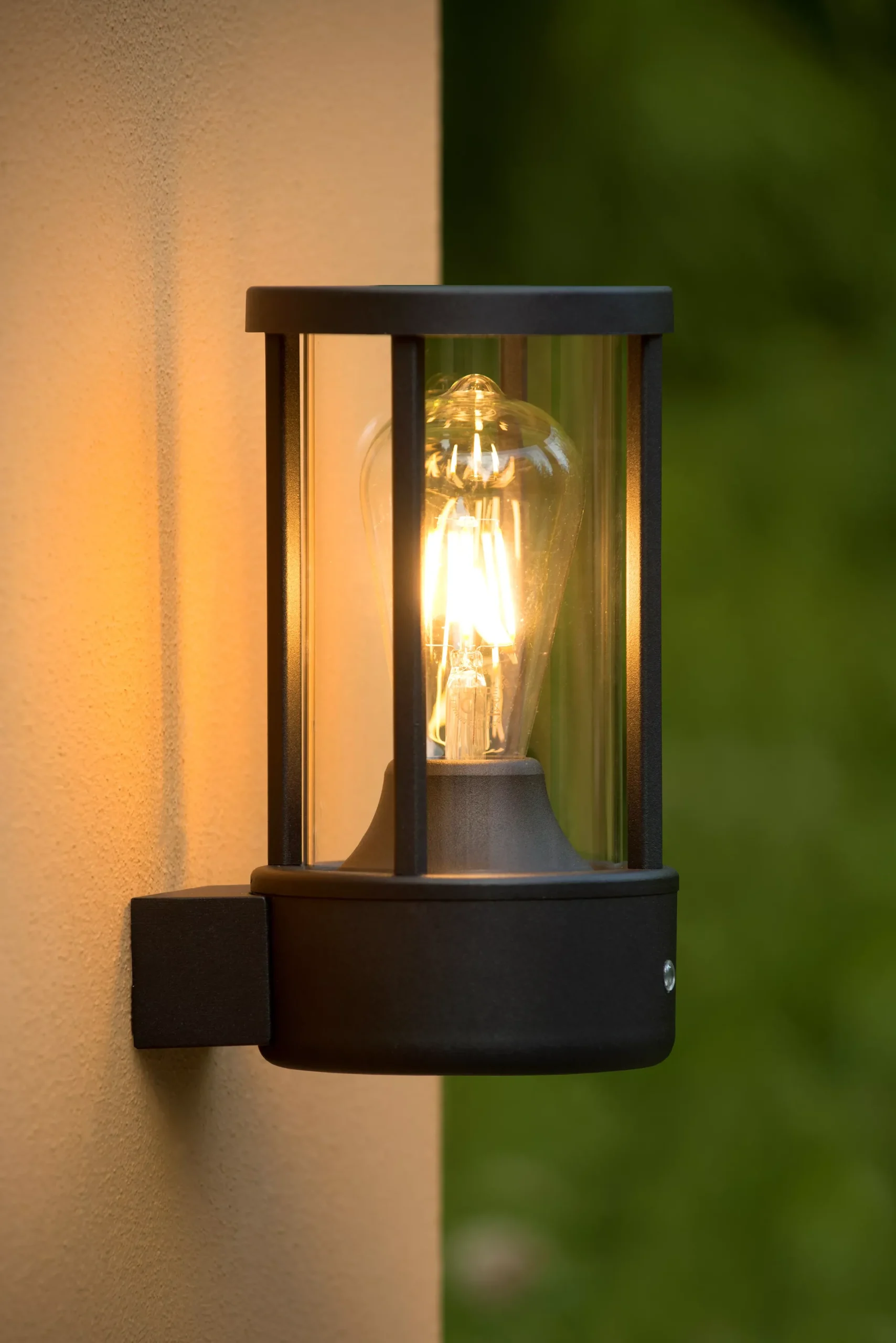 LORI - Wandlamp Binnen/Buiten - Ø 12 cm - 1xE27 - IP44 - Dag/nacht sensor - Antraciet*Lucide Store