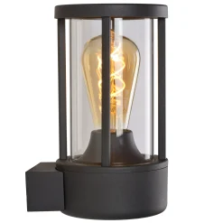 LORI - Wandlamp Binnen/Buiten - Ø 12 cm - 1xE27 - IP44 - Dag/nacht sensor - Antraciet*Lucide Store