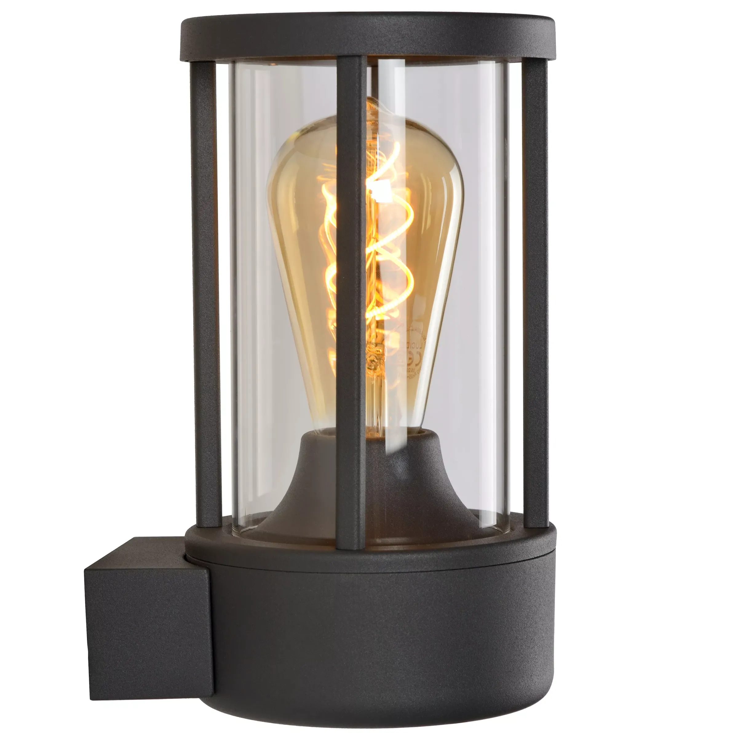 LORI - Wandlamp Binnen/Buiten - Ø 12 cm - 1xE27 - IP44 - Dag/nacht sensor - Antraciet*Lucide Store