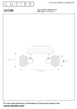 LUCAS - Plafondspot - 2xE14 - Mat Goud / Messing*Lucide New